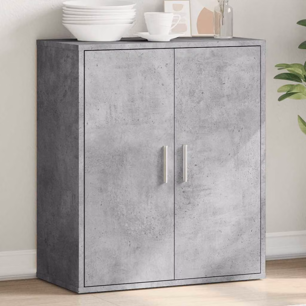 Credenza moderna vidaXL in legno multistrato e MDF, colore grigio cemento, L 79 cm x P 38 cm x H 80 cm