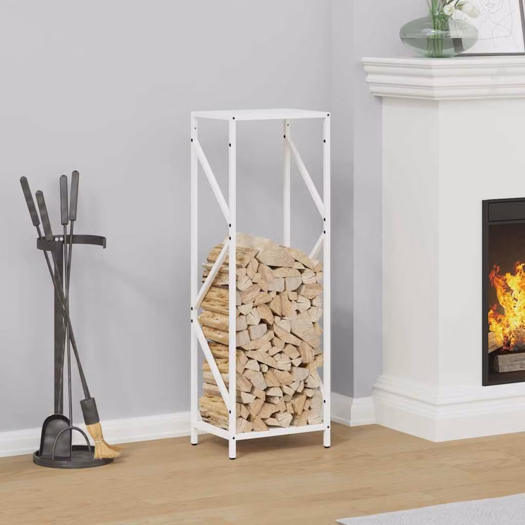 Rastrelliera per legna da ardere vidaXL, colore bianco, L 34 cm x P 25 cm x H 100 cm