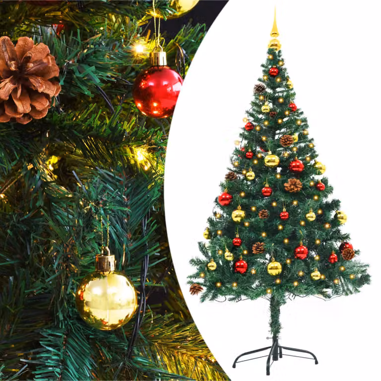 Maison Exclusive - Albero di Natale artificiale con luci e palline, verde, 150 cm