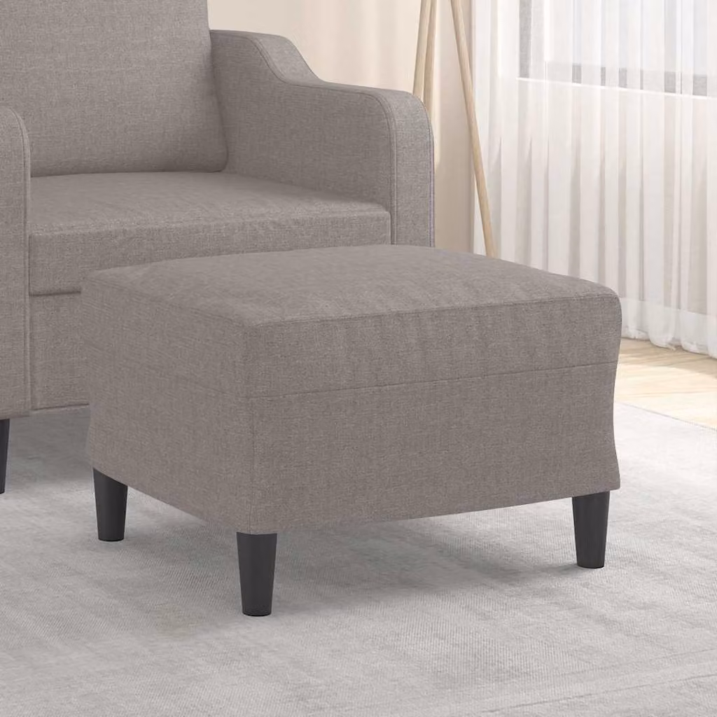 Poggiapiedi vidaXL in tessuto beige e grigio con struttura in legno L/P/H: 60 x 50 x 41 cm