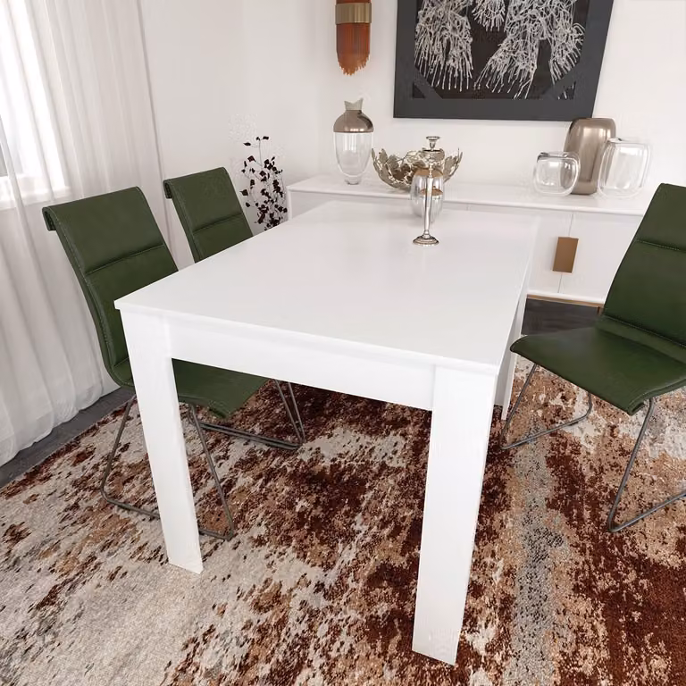 Skye Decor, Single 120 - Shiny White, tavolo da pranzo, bianco, 100% pannelli truciolari rivestiti in melamina, 120 x 80 x 78 cm