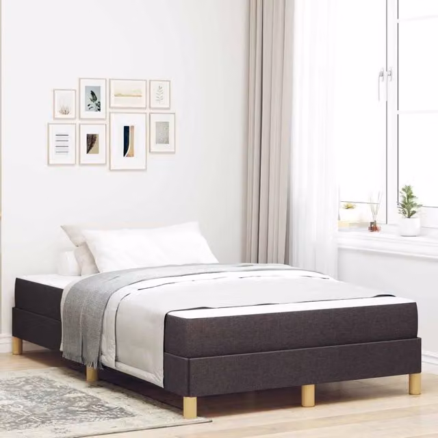 Letto moderno con materasso a molle individuali vidaXL in tessuto marrone L 120 x P 200 cm – 1