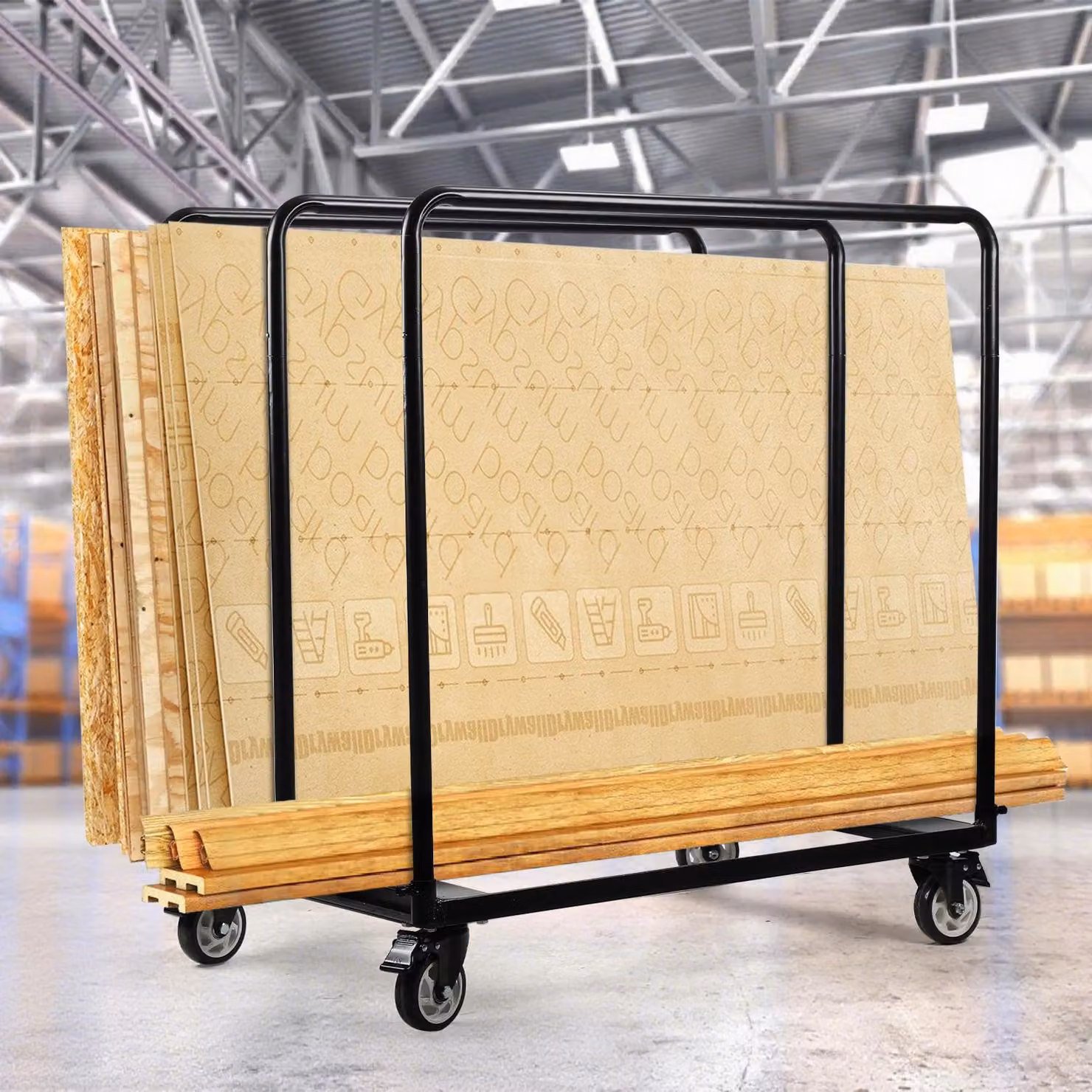 Carrello portapiatti Jayseuw Carrello portapiatti con ruote universali Ausilio per il trasporto Rullo portapiatti 680 kg di portata