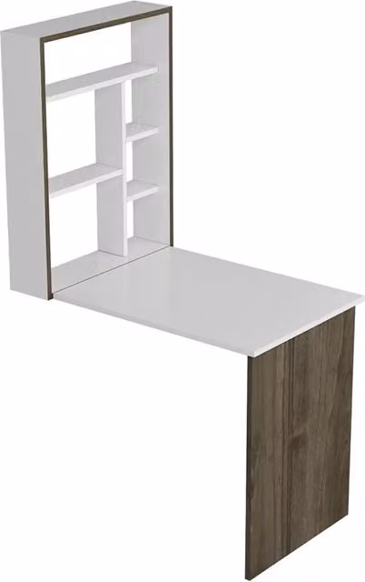 Scrivania pieghevole a parete it.casa con ripiano integrato effetto bianco e noce L/P/H: 82 x 62 x 16 cm