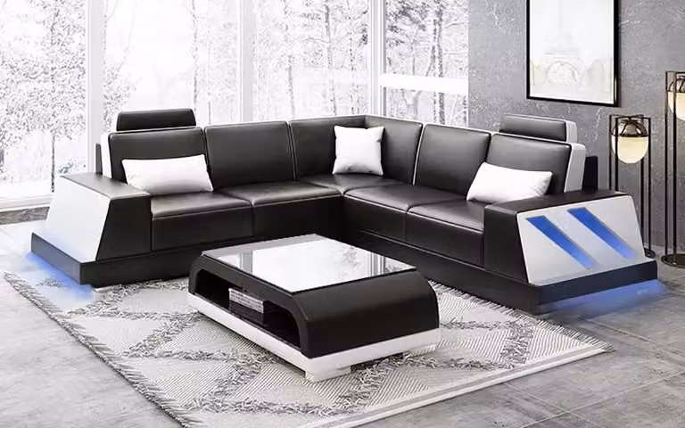 Ledersofa Eckcouch Polstergarnitur Sofa Couch Eckgarnitur Wohnlandschaft Polster