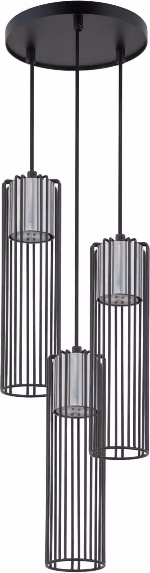 Lampada a sospensione industriale a triplo tubo decorativo nero e argento Fobia 3xGU10 25W Sigma Lighting