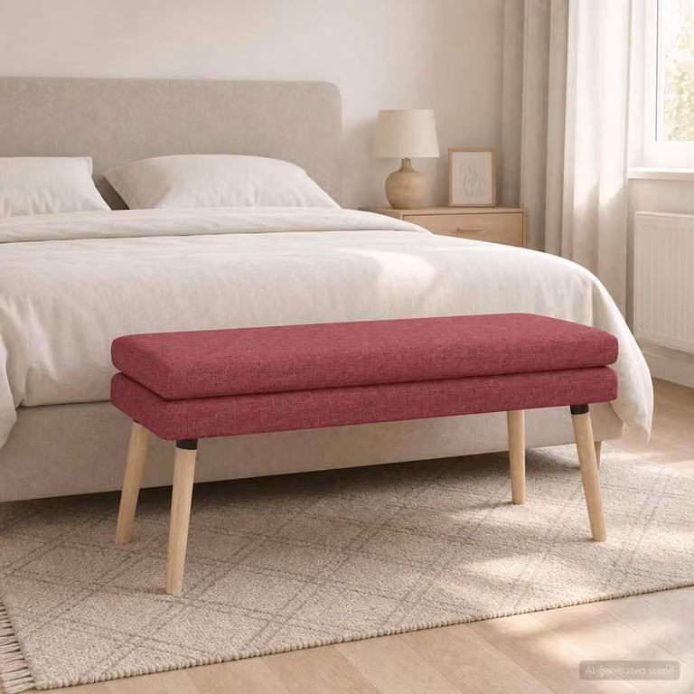 Panchina a doppio strato vidaXL in legno e tessuto, colore Rosso Vino, L 110 x P 40 x H 47 cm