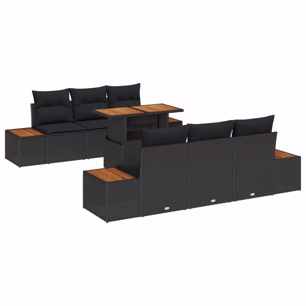 Set Divano da Giardino Moderno vidaXL in Rattan e Metallo Nero 7 Pezzi – 2