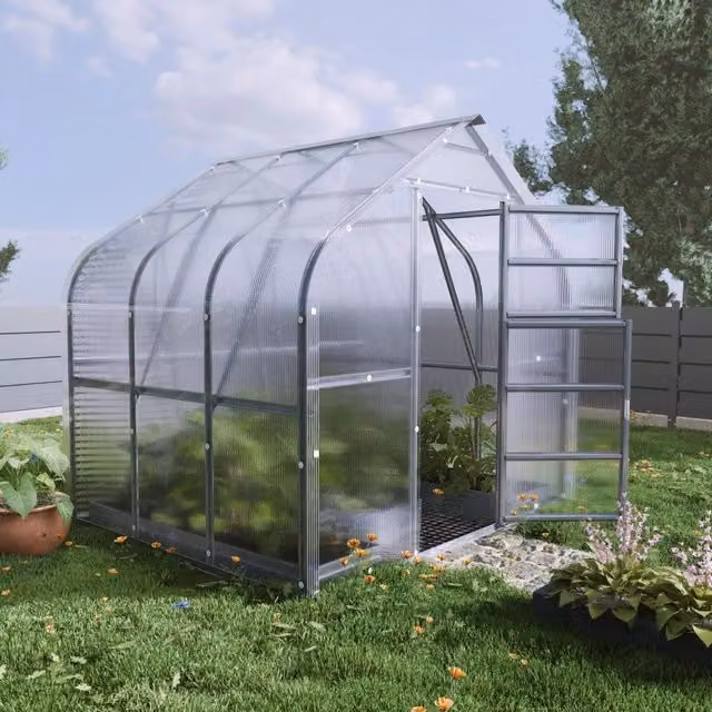 Serra da giardino KLASIKA Standard con rivestimento in policarbonato da 5m2, L: 2,5 m, P: 2 m, colore grigio