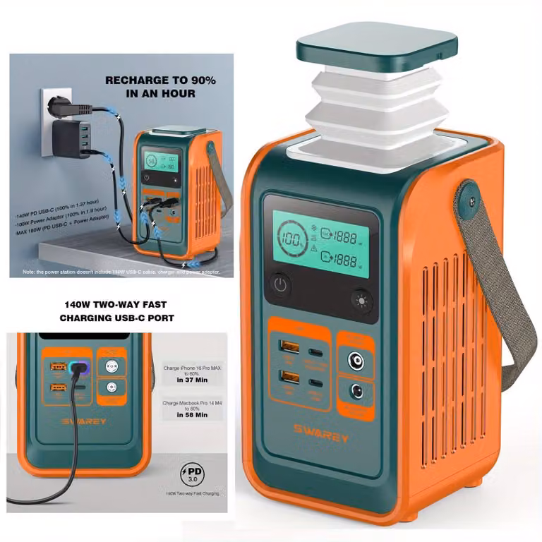 Generatore solare - Centralina di alimentazione portatile - Gruppo di continuità - Batteria per campeggio - Alimentazione mobile