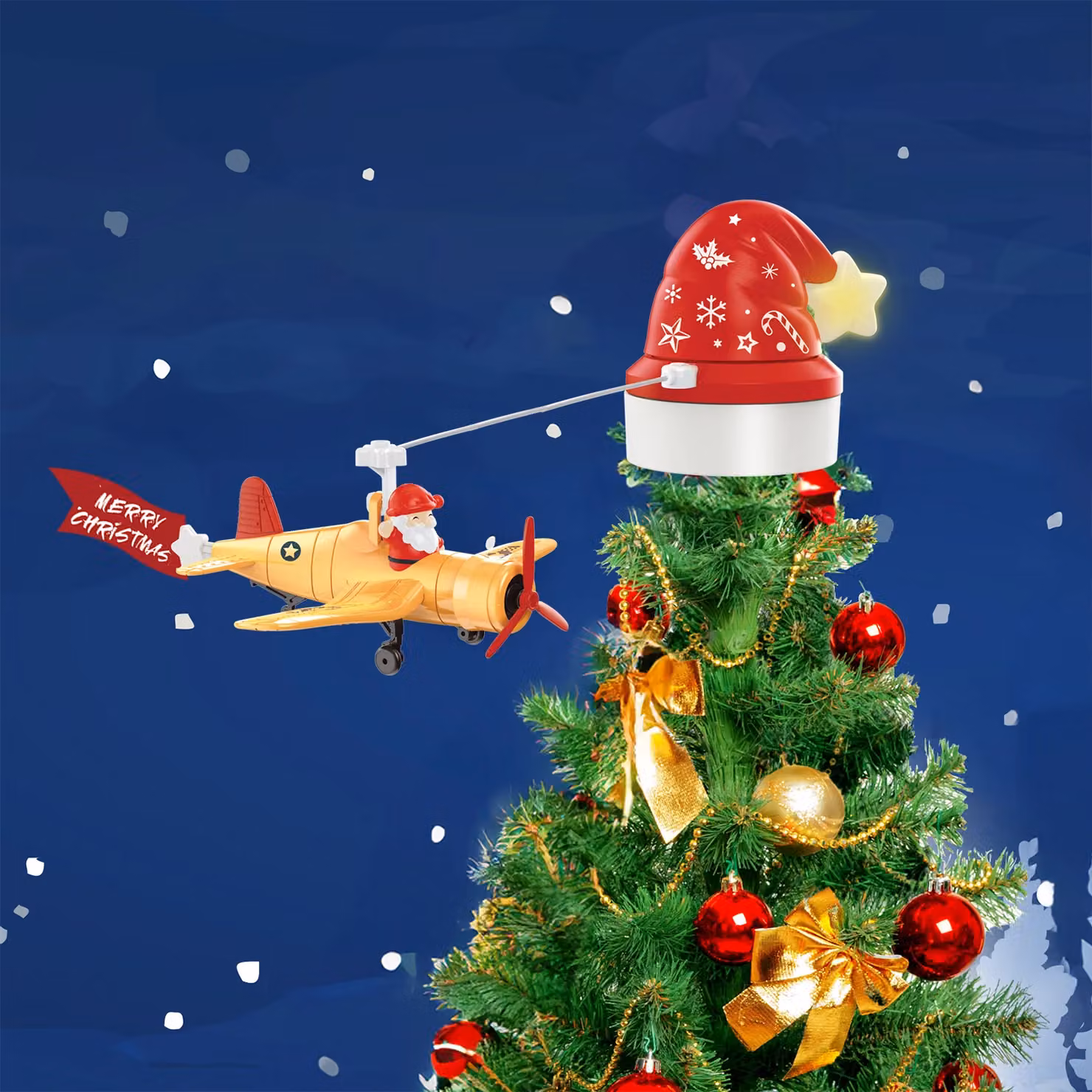 Vestiamo Casa Gran Natale Puntale Rotante con Aeroplano e Stella Luminosa Multicolore – 2