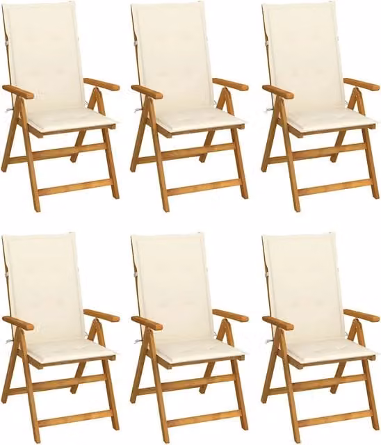 Sedie Pieghevoli 6 pz con Cuscini Massello Acacia 3064121