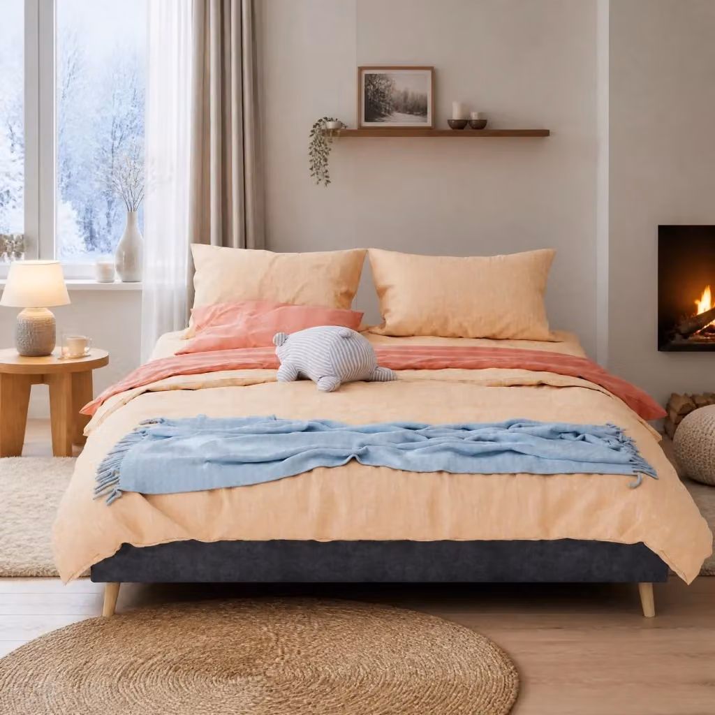 Letto Mivray moderno rivestito in tessuto grigio con struttura in metallo e rete a doghe inclusa L: 160 cm, P: 200 cm – 2