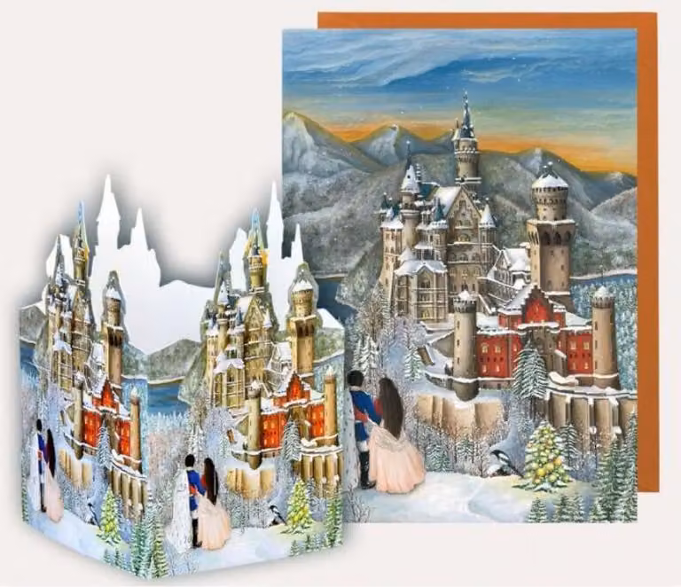 Calendario dell'Avvento da tavolo Neuschwanstein con effetto candela, effetto 3D