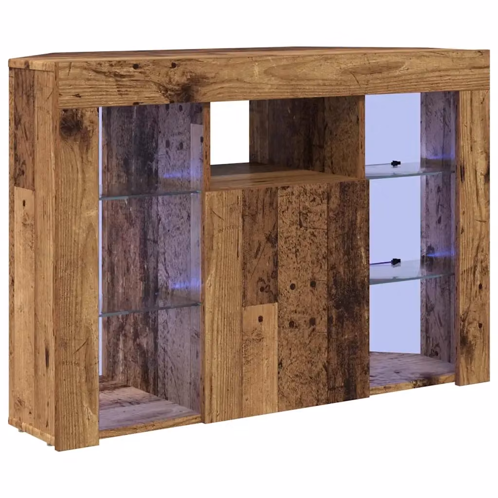 Mobile TV vidaXL con illuminazione LED integrata in legno marrone, L 107 x P 40 x H 68 cm – 2