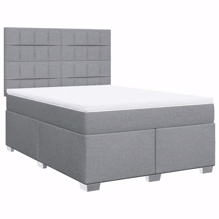 Giroletto a Molle con Materasso Grigio Chiaro 140x200cm Tessuto