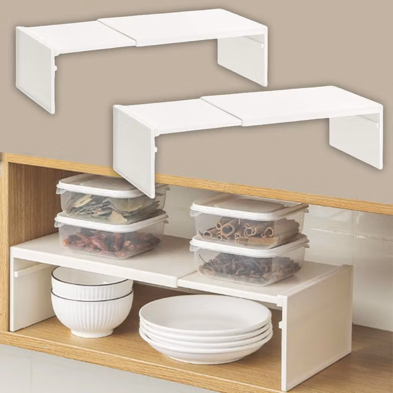 Set di mensole regolabili per armadi da cucina, composto da 2 pezzi, in plastica, per l'uso in cucina