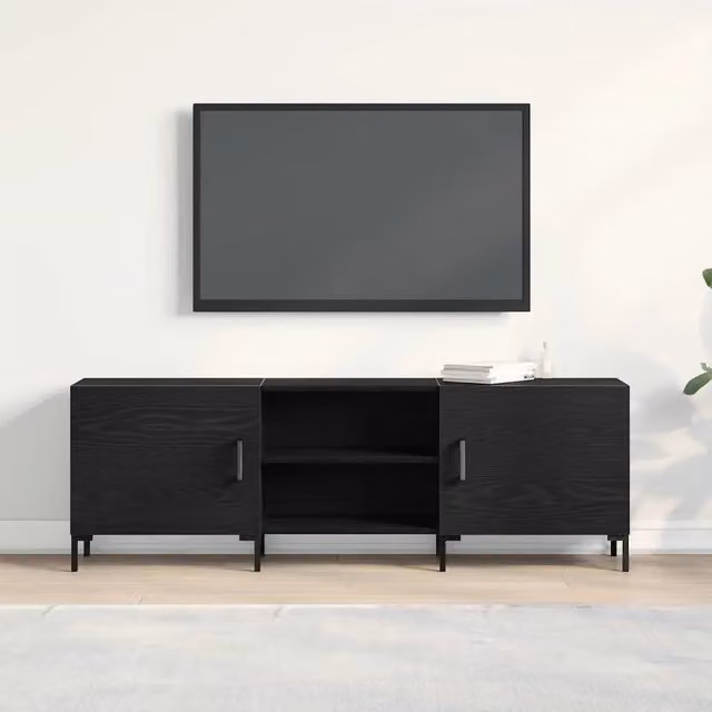 Mobile TV e credenza moderna vidaXL in legno rovere nero L: 150 cm, P: 30 cm, H: 50 cm – 1