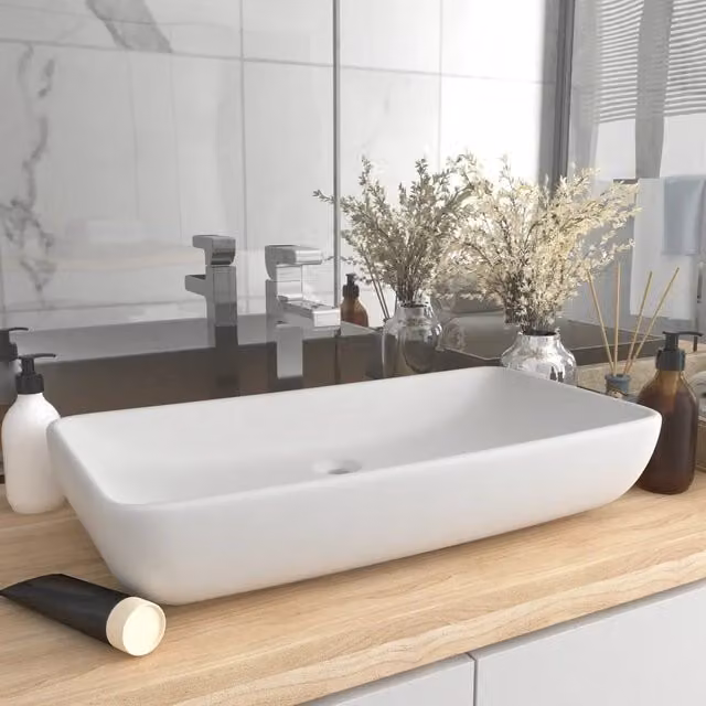 Lavandino Luxury Rettangolare Bianco Opaco 71x38cm Ceramica 146954