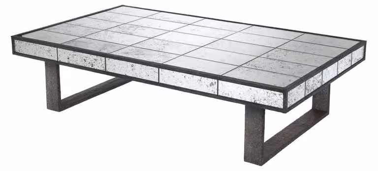 Tavolino Casa Padrino in vetro a specchio 126 x 73,5 x h. 32 cm - Mobili per il soggiorno - aspetto antico