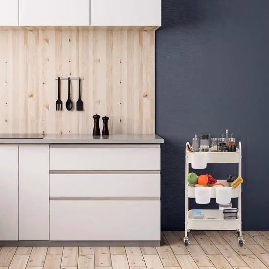 Carrello in metallo con ruote bianco per organizzare cucina, bagno o studio L/P/H: 70 x 40 x 30 cm