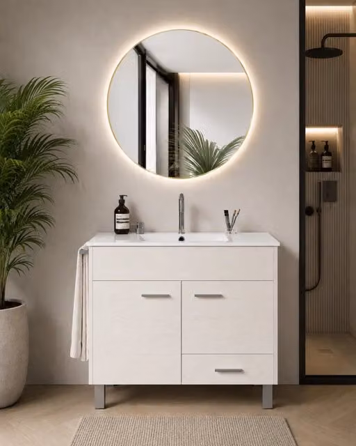 Mobile bagno con lavabo ORIGENBATH SAMOS senza specchio 90x45 cm bianco nordico