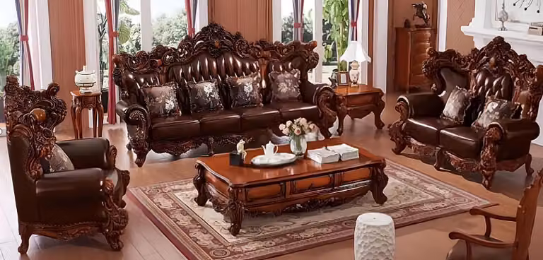 Wohnzimmer Set 4tlg Braun Sofagarnitur 4+2+1 Sitzer Design Couchtisch