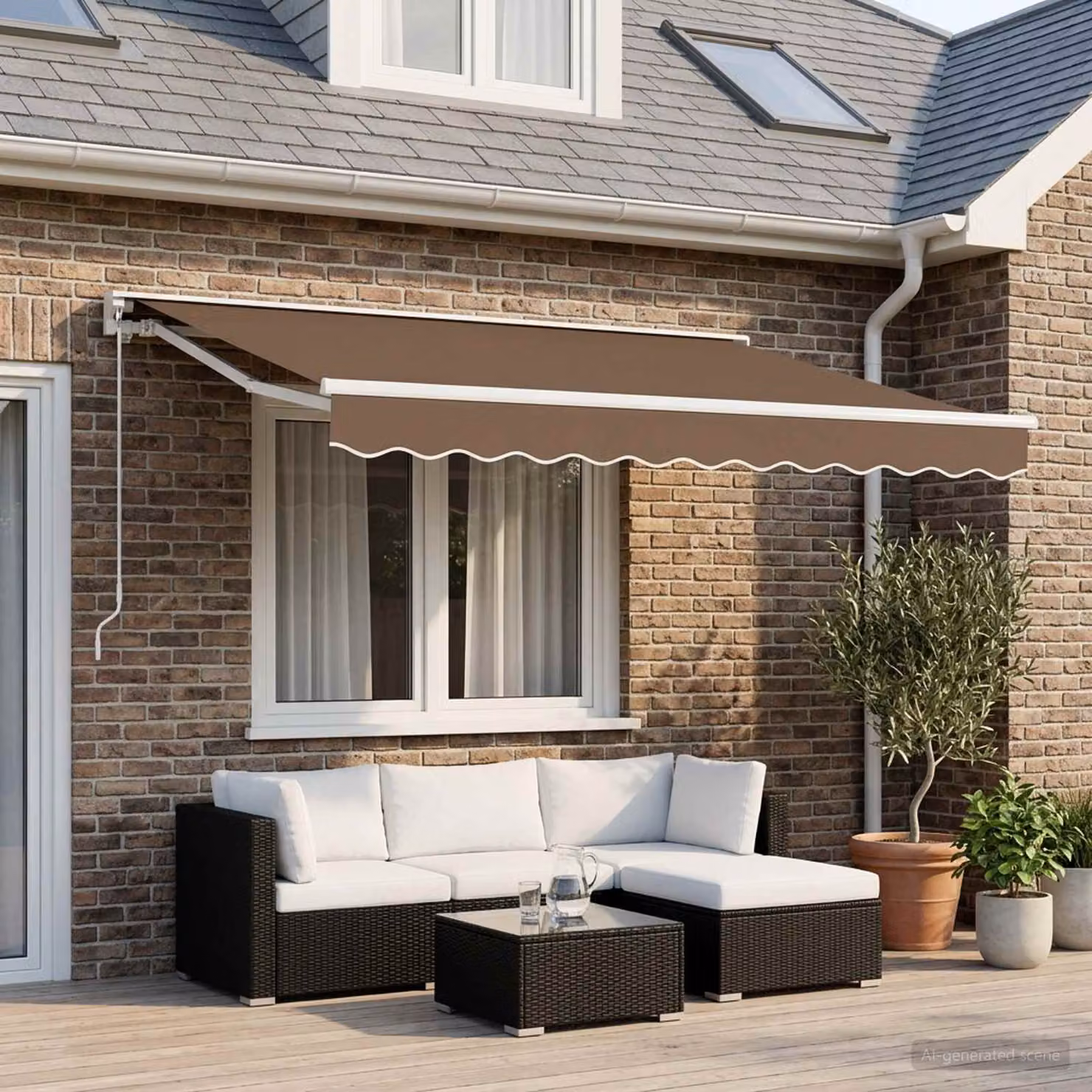 Mantovana di ricambio per tenda da sole vidaXL in poliestere, Beige, L: 235 cm