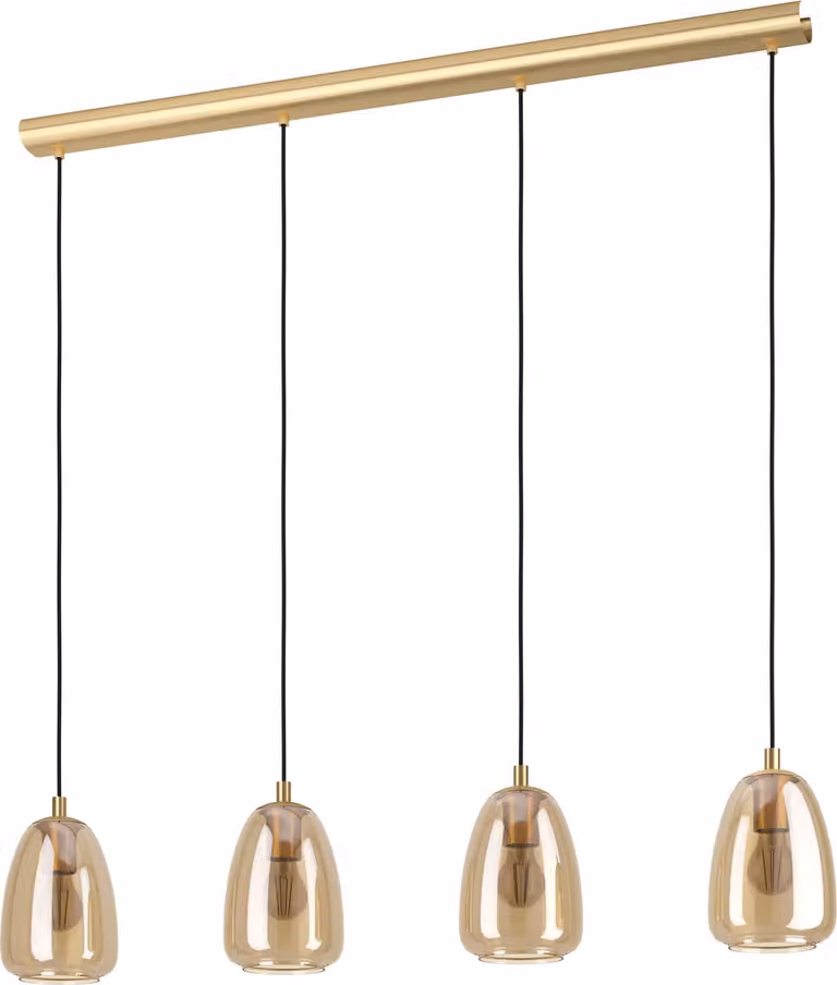Lampadario Contemporaneo Alobrase 4 Luci Metallo Ottone Spazzolato