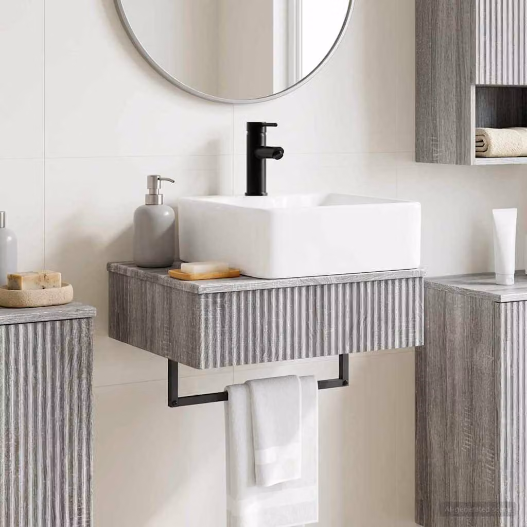 Lavabo da parete vidaXL Sonoma grigio L: 53 cm, P: 35 cm, H: 39 cm