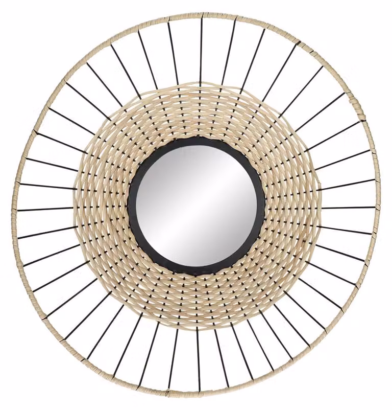 Specchio Pomax Trix, nero | Design naturale, diametro 61 cm, altezza 18 cm