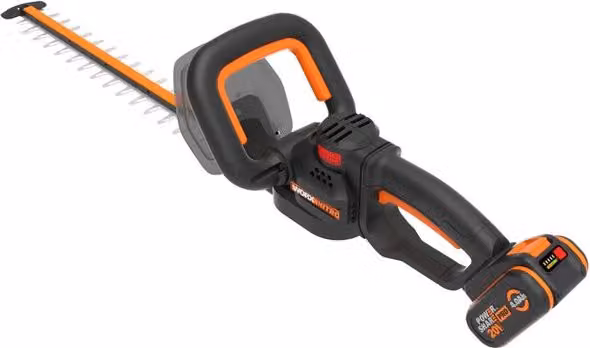 Tagliasiepi a batteria Worx Powershare WG263E Brushless con lama da 57 cm, batteria ricaricabile e caricabatteria rapido, colore arancione
