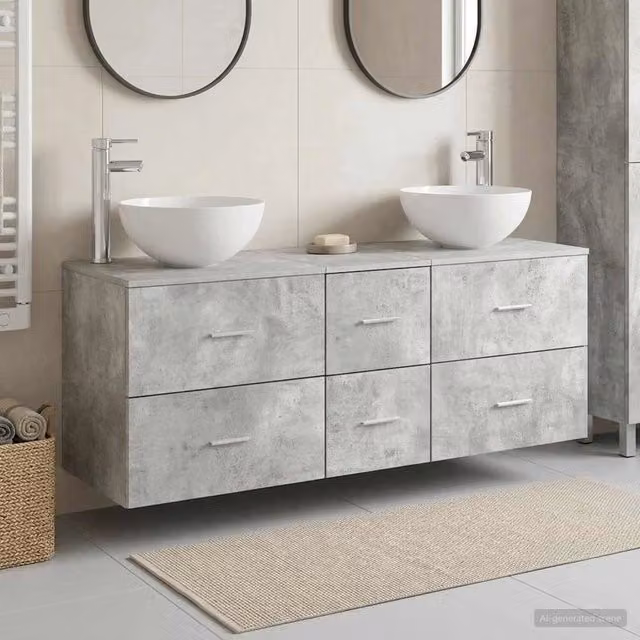 Set di Armadi da Bagno 3 pz Grigio Cemento 49,5 x 41 x 64,5 cm 3405814