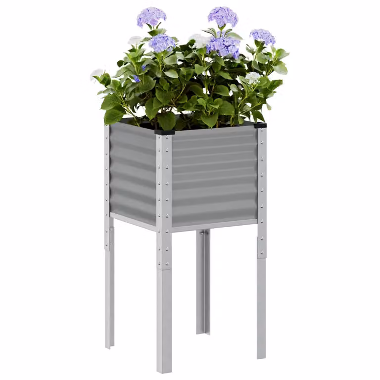 Fioriera da giardino vidaXL in acciaio grigio L/P/H: 45 x 45 x 88 cm