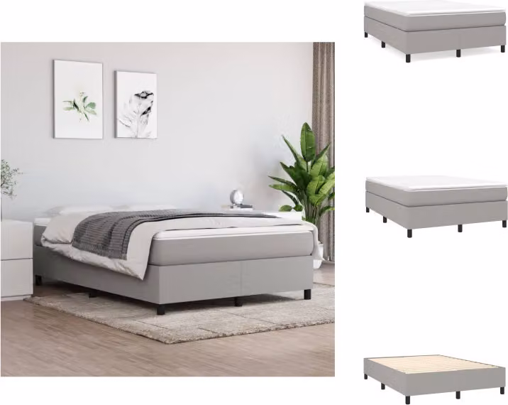 vidaXL Letto a molle con materasso grigio chiaro 140x190 cm in tessuto - Letti & strutture letto
