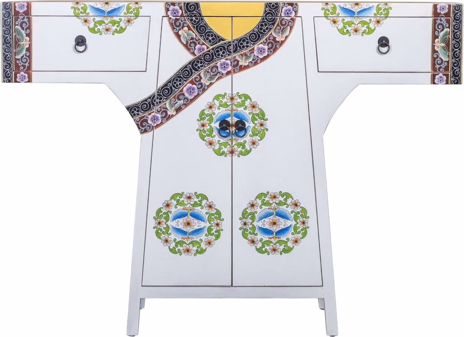 Armadio cinese Kimono dipinto a mano bianco W120xD35xH87cm Armadio cinese da sposa Armadio orientale Mobili asiatici