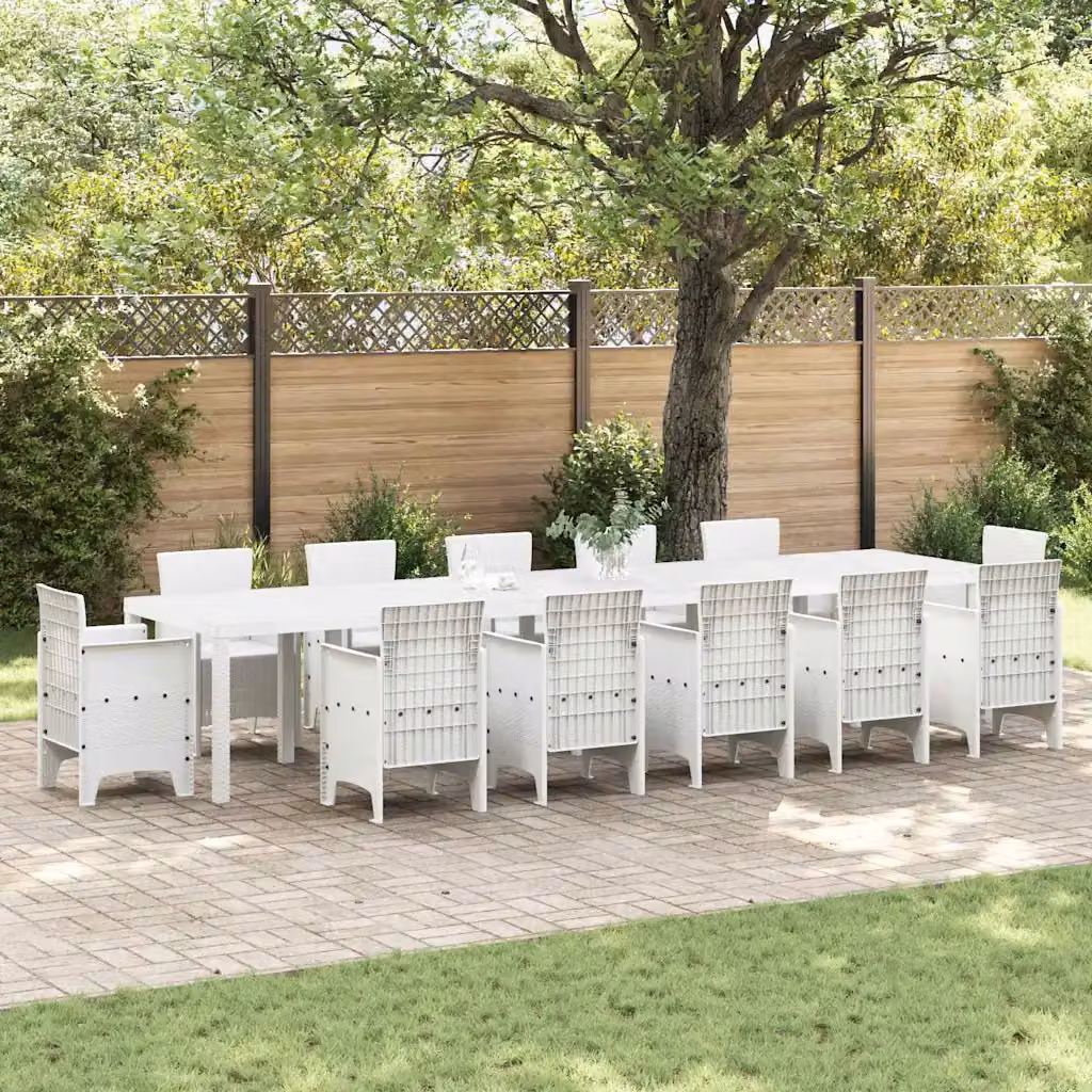 vidaXL Tavolo da giardino rettangolare in polyrattan bianco L: 400 cm, P: 100 cm, H: 73 cm