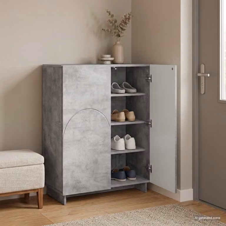 Scarpiera moderna vidaXL in legno MDF Grigio con ante a battente L/P/H: 73 x 38 x 87,5 cm