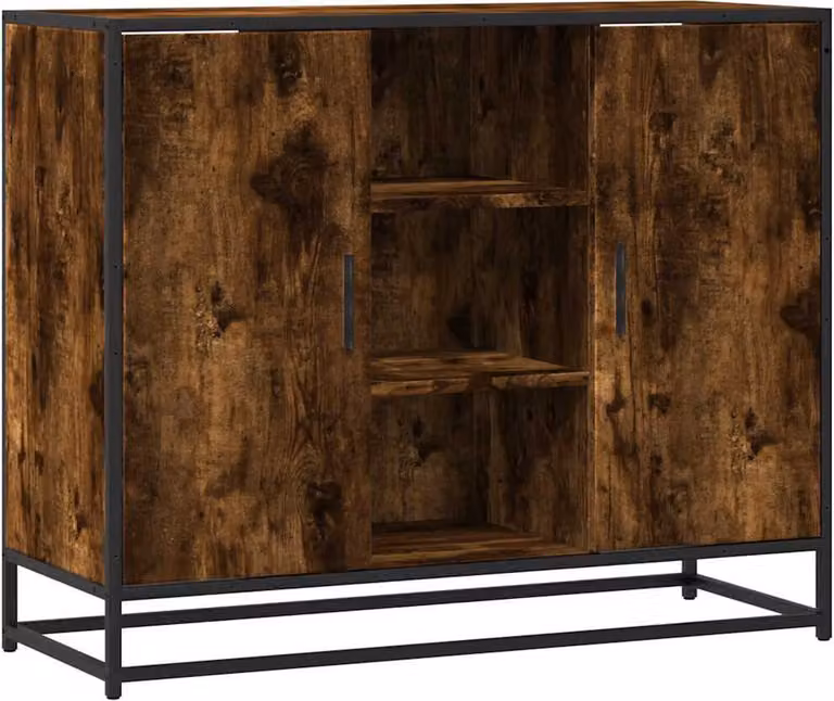 Credenza Rovere Fumo 92x35x76 cm in Legno Multistrato