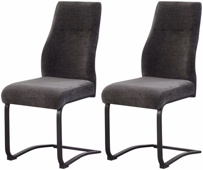 xonox.home Set di 2 sedie Swing in tessuto testurizzato Tina antracite (L/H/D): 43 x 98 x 59 cm