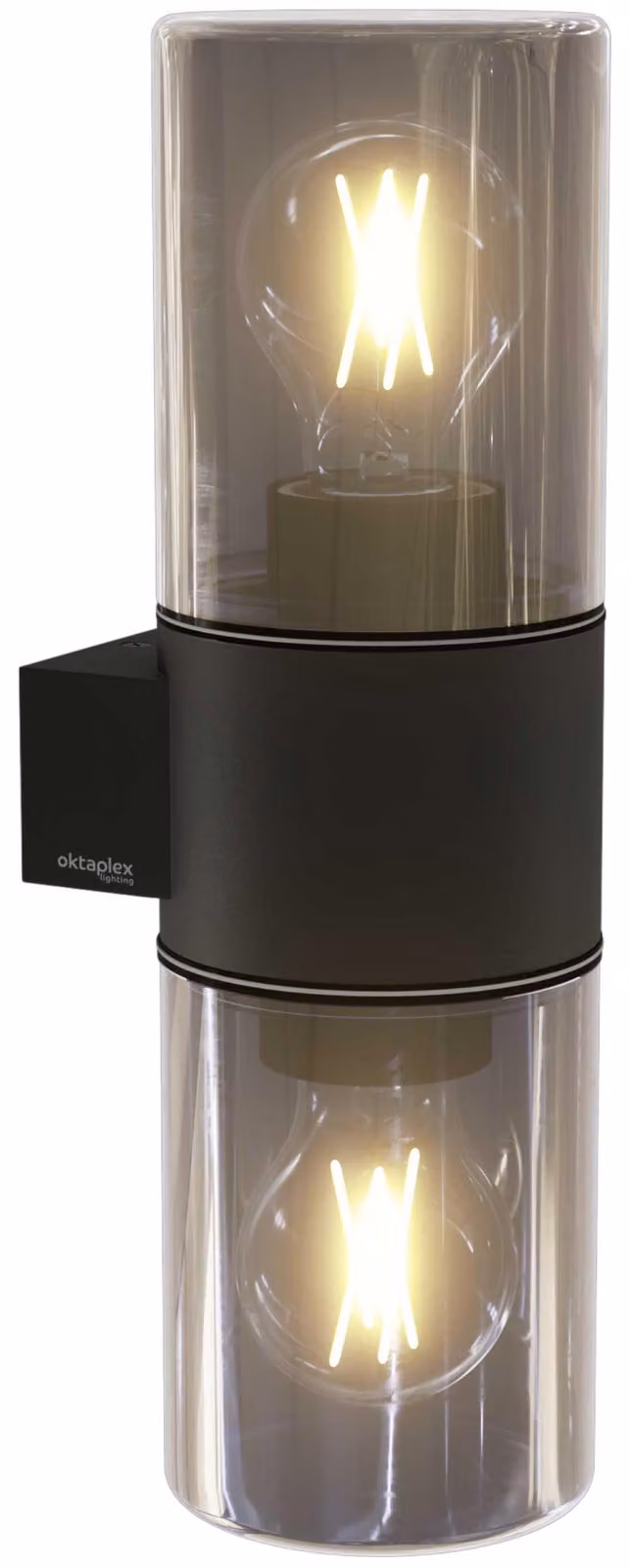 Apparecchio di illuminazione da esterno, alluminio, vetro fumé, grado di protezione IP44, attacco E27, 230V, colore antracite
