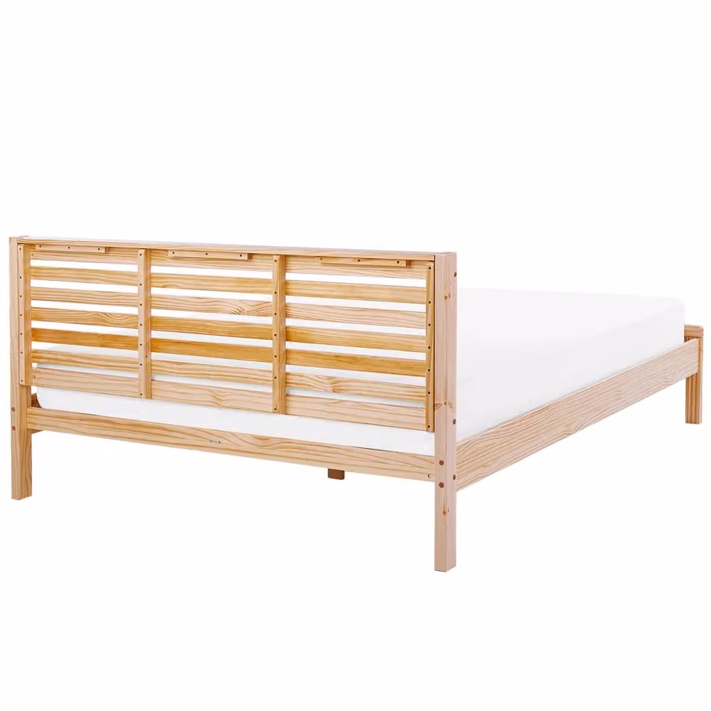 Letto Beliani in legno di pino stile scandinavo con doghe a sospensione, colore beige e marrone, L/P/H: 180 x 200 x 90 cm – 2