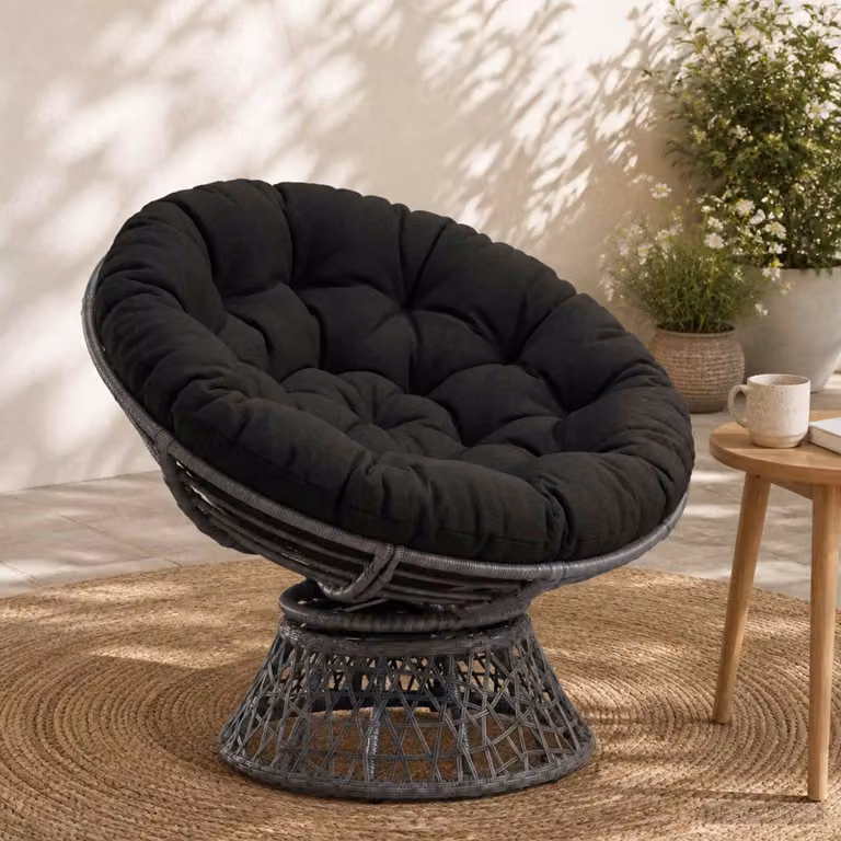 Cuscino per sedia Papasan vidaXL VIANEN nero in poliestere con rivestimento rimovibile e lavabile
