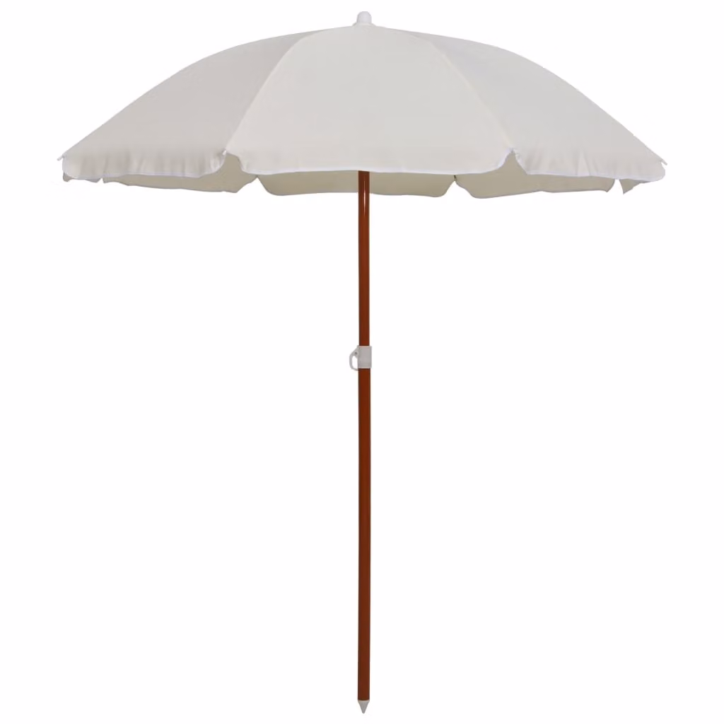The Living Store Ombrellone con palo in acciaio 180 cm Colore sabbia