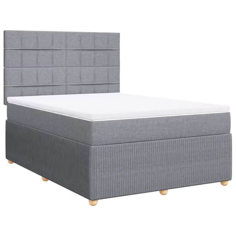 Giroletto a Molle con Materasso Grigio Chiaro 140x190cm Tessuto