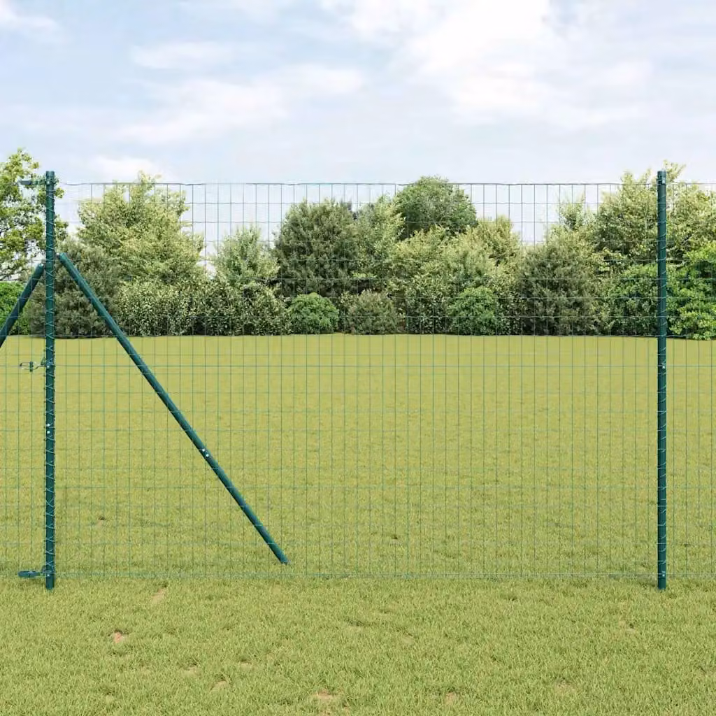 Recinzione in rete verde rivestita in PVC vidaXL per fissaggio a terra, L: 10 m, H: 1,5 m