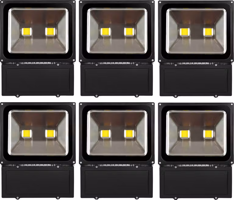6 pezzi di proiettori LED da 100 W per esterni, Greenmigo, luce bianca calda, impermeabili IP65, illuminazione di sicurezza super luminosa per giardino, cortile, magazzino, piazza, Plaka