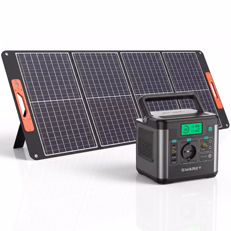 SWAREY 222Wh Power Station con pannello solare da 100W, uscita AC da 300W, USB-C da 65W