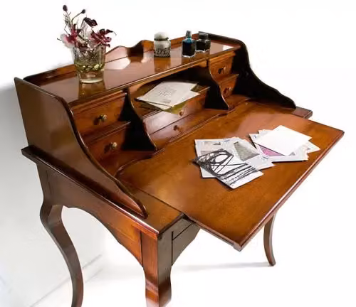 Scrivania in legno Mobili 2G con 6 cassetti color noce L: 78 cm, P: 49 cm, H: 96 cm – 4