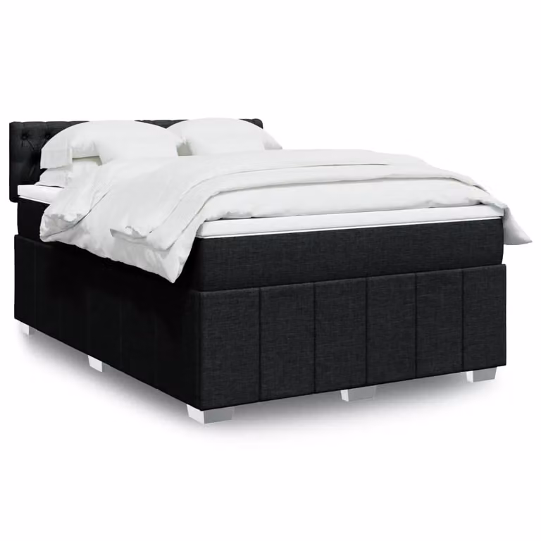 vidaXL Giroletto a Molle con Materasso in Tessuto Nero L: 160 cm, P: 200 cm
